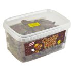 A wholesale tub of chocolate flavour mice shaped sweets