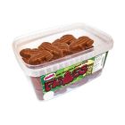A wholesale tub of Milk chocolate flavour sweets shaped like frogs