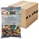 A full case of 8 x 1kg bulk bag of jelly mix sweets, assorted fruity jelly sweets
