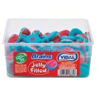 A wholesale tub of jelly sweets shaped like brains with a gooey centre