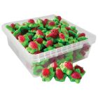A wholesale tub of jelly filled strawberry sweets