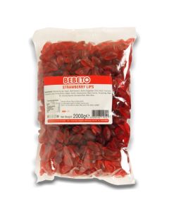 Wholesale Sweets - A bulk 2kg bag of strawberry lips, strawberry flavour jelly sweets.