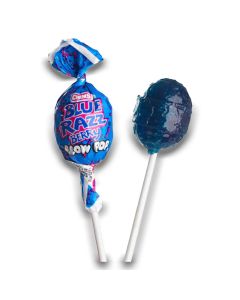 Wholesale American Sweets - Blue Raspberry flavour lollipops with a bubblegum centre