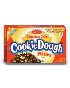 Wholesale American Sweets - Chocolate Chip Cookie Dough Bites in creamy milk chocolate in a handy theatre box!