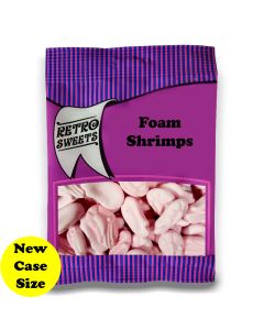 A full case of wholesale bagged sweets, Foam Shrimps prepacked sweets bags