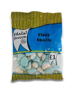 A full case of wholesale sweets, Halal Fizzy Skulls prepacked sweets bags