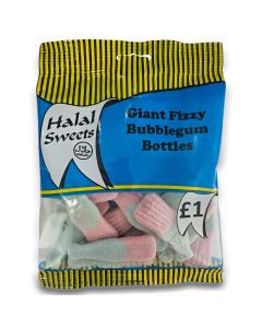A full case of wholesale sweets, Halal Giant Fizzy Bubblegum Bottles prepacked sweets bags