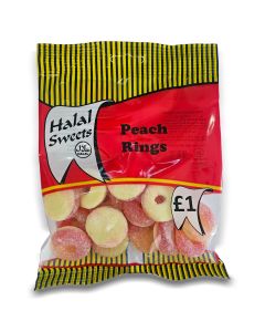 A full case of wholesale sweets, Halal Peach Rings prepacked sweets bags
