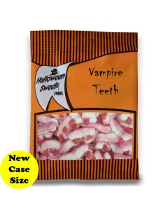 Wholesale Sweets - Spooky Halloween sweets in our Halloween themed bags, fruit flavour jellies shaped like vampire teeth