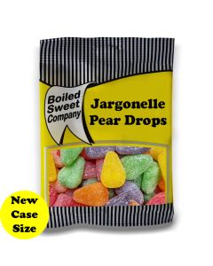 A full case of wholesale bagged sweets, Jargonelle Pear Drops prepacked sweets bags