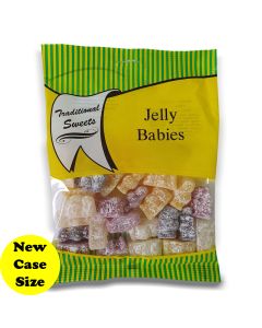 A full case of wholesale bagged sweets, Jelly Babies prepacked sweets bags