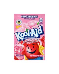 A wholesale case of Pink Lemonade Kool Aid, American Drinks.