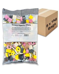 Bulk Sweets - A full case of wholesale bulk bags of Liquorice Allsorts 1kg