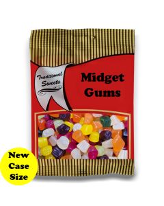 A full case of wholesale bagged sweets, Midget Gums prepacked sweets bags