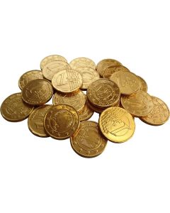 A bulk 1kg bag of wholesale milk chocolate coins