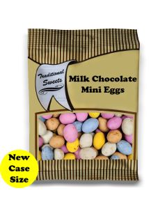 A full case of wholesale bagged sweets, Milk Chocolate Mini Eggs prepacked sweets bags