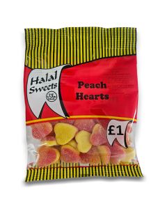 A full case of wholesale sweets, Halal Peach Hearts prepacked sweets bags