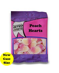 A full case of wholesale bagged sweets, Peach Hearts prepacked sweets bags