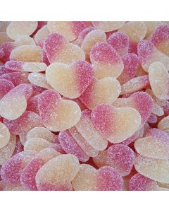 A bulk 3kg bag of Peach Hearts, fruity jelly sweets