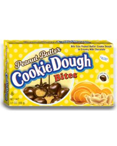 A wholesale case of peanut butter cookie dough bites theatre box, imported American Sweets.