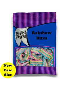 A full case of wholesale bagged sweets, Rainbow Bites prepacked sweets bags
