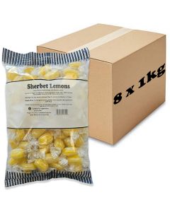 A full case of 8 Sherbet Lemons 1kg bags of wholesale sweets