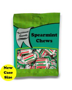 A full case of wholesale bagged sweets, Spearmint Chews prepacked sweets bags