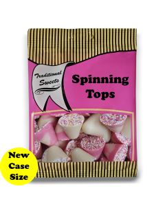 A full case of wholesale bagged sweets, Spinning Tops prepacked sweets bags