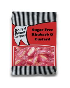 A full case of wholesale sweets, Sugar Free Rhubarb and Custard, prepacked sweets bags