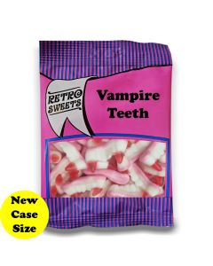 A full case of wholesale bagged sweets, Vampire Teeth prepacked sweets bags