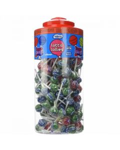 A wholesale jar of assorted colour cherry flavour lollipops that turn your mouth a bright colour!