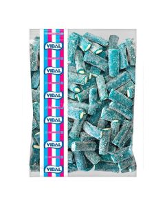 A bulk 3kg bag of blue raspberry flavour rocket sweets