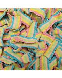 A bulk 3kg bag of fizzy rainbow belts, bitesize fruit flavour sweets