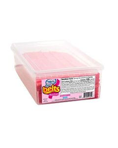 A wholesale tub of fizzy strawberry belts