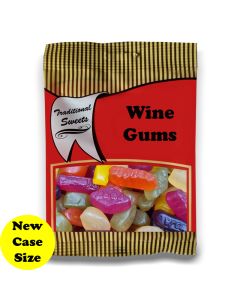 A full case of wholesale bagged sweets, Wine Gums prepacked sweets bags