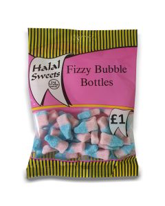 A full case of wholesale sweets, Halal Fizzy Bubblegum Bottles prepacked sweets bags