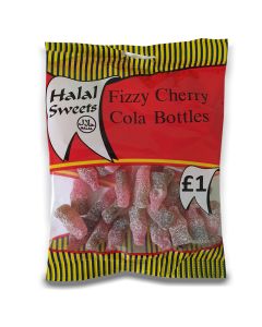 A full case of wholesale sweets, Halal Fizzy Cherry Cola Bottles prepacked sweets bags